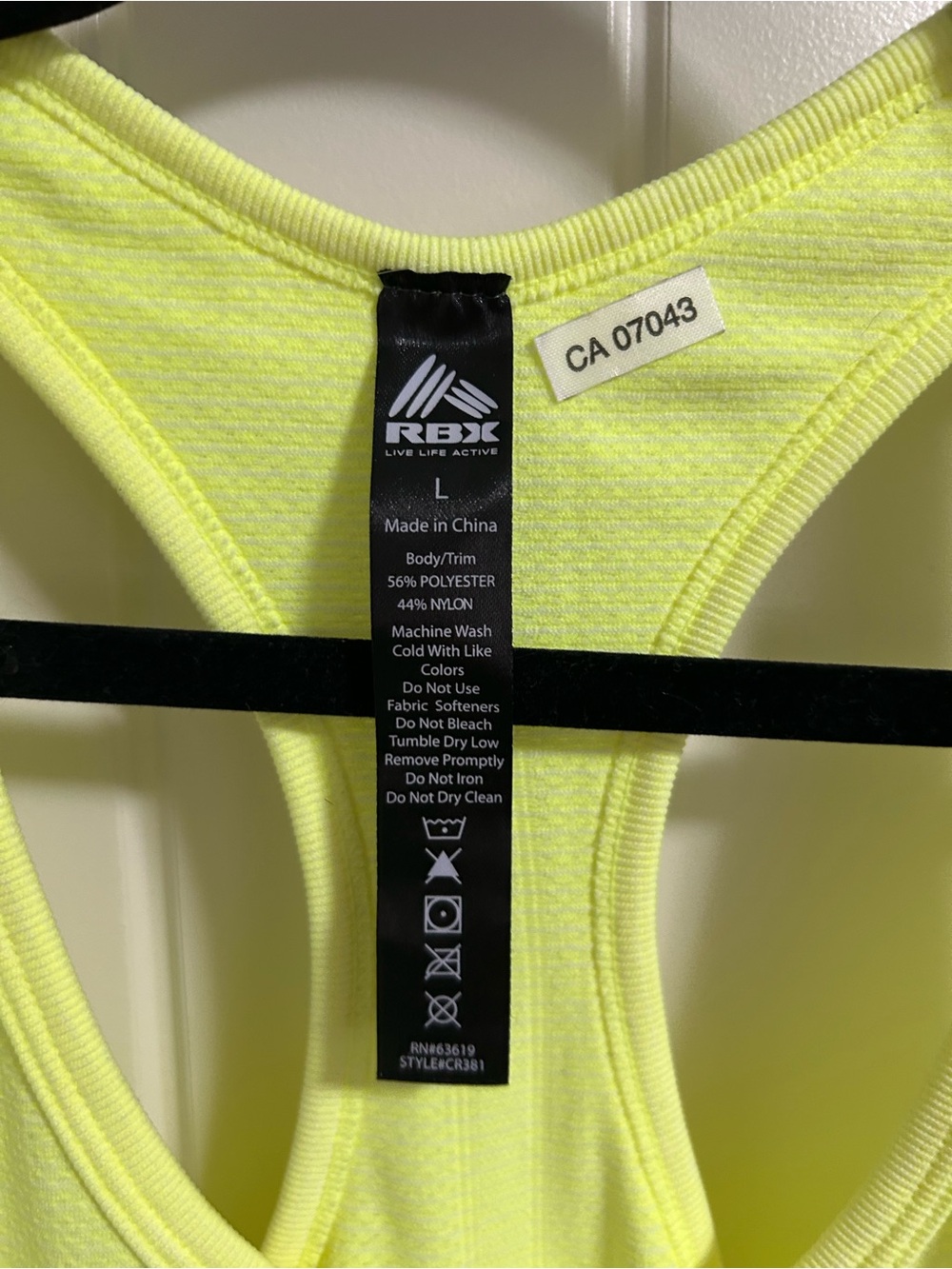 RBX Neon Yellow Racerback Ruched Tank - Picture 2 of 5